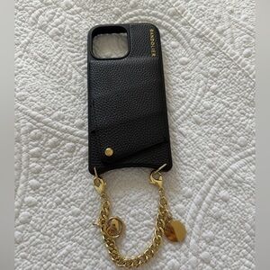 iPhone 16 Pro Max Bandolier Emma Crossbody Phone Case in Black/Gold
